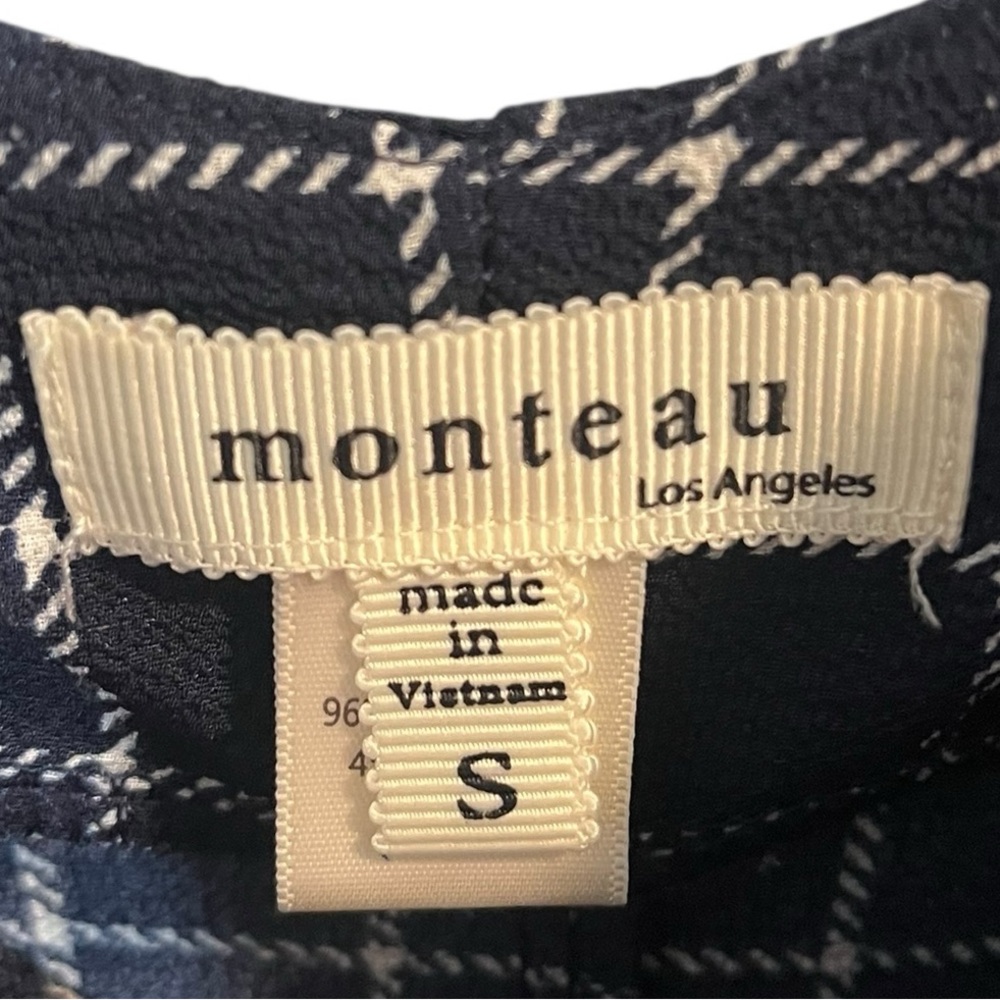 Monteau Navy Blue and White Plaid Jumpsuit w/Pockets - Small - Picture 5 of 10